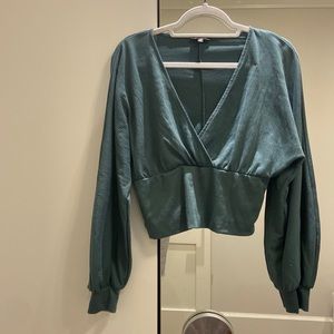 Dynamite Green Low V Blouse